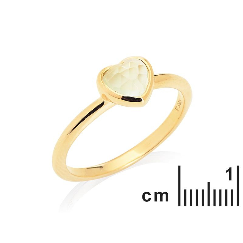 Anello in argento 925 dorato con prehnite verde a forma di cuore, per custodire l’amore — foto 2