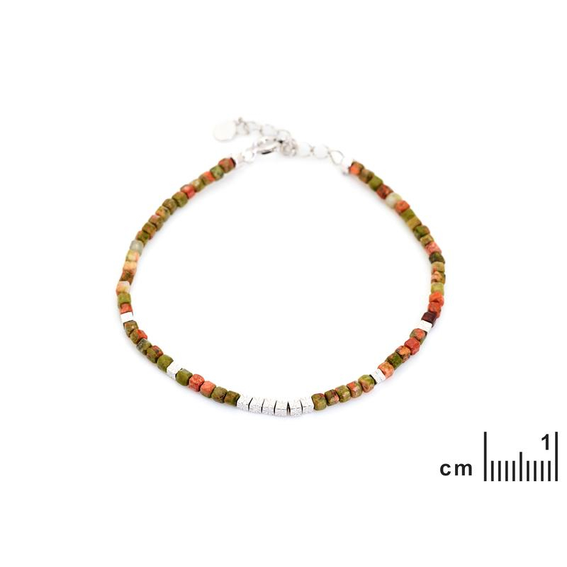Bracciale in argento rodiato con unakite multicolore, per custodire la tua luce — foto 2