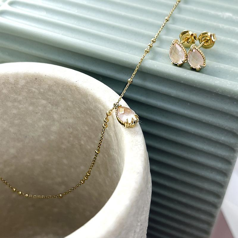 Collana con quarzo rosa naturale argento 925 dorato 423 cm — foto 3