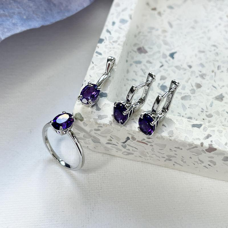 Anello ametista viola ovale naturale, per offrire un ricordo — foto 3