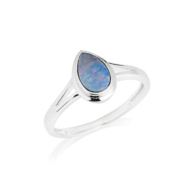 Anello opale blu australiano goccia, per accogliere il mare — foto 1