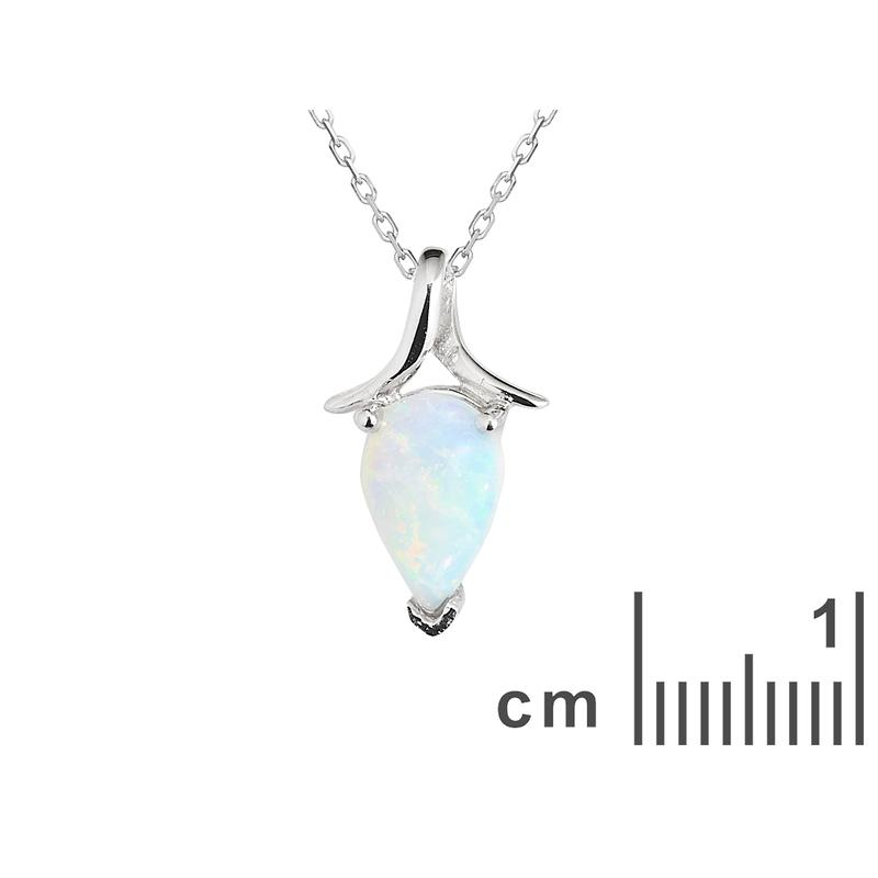 Ciondolo argento rodiato 925 con opale bianco naturale, per custodire luce interiore — foto 2