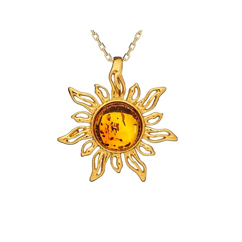 Ciondolo solare con ambra naturale di cognac, per portare la luce del sole sempre con te — foto 1