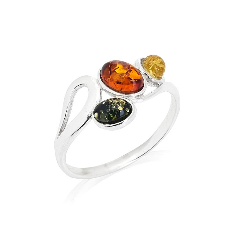 Anello di ambra multicolore su argento 925, per celebrare la tua luce interiore — foto 1