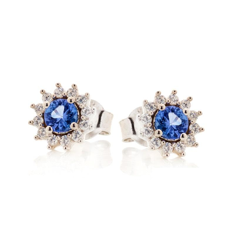 Orecchini in argento 925 rodiato con tanzanite blu naturale, per celebrare la tua eleganza — foto 1