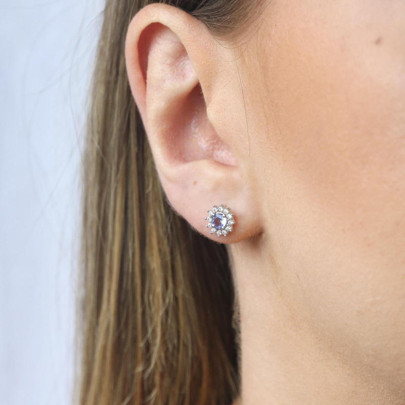 Orecchini in argento 925 rodiato con tanzanite blu naturale, per celebrare la tua eleganza — foto 3