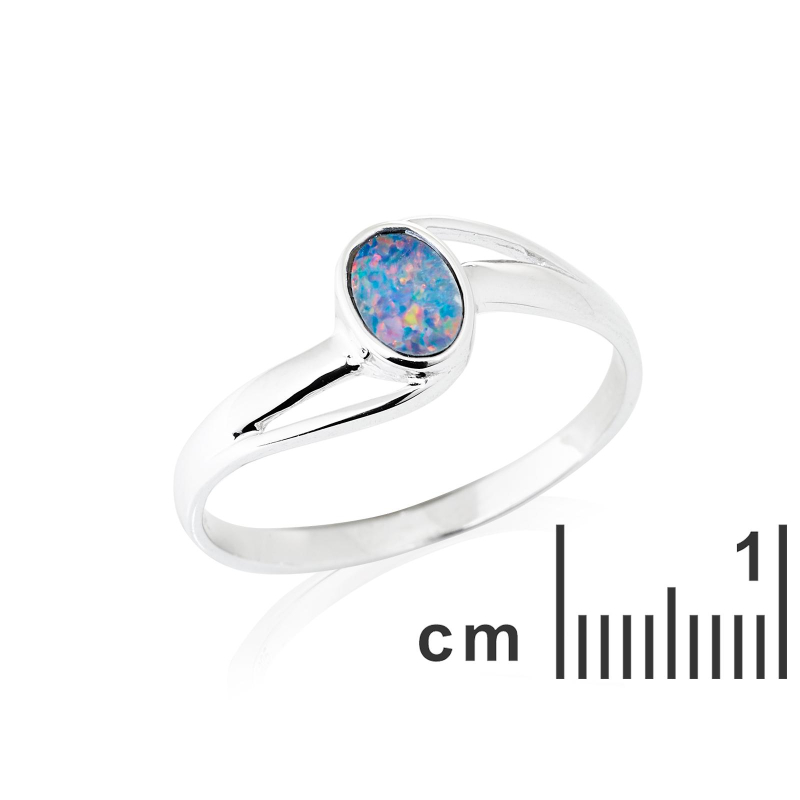 Anello ovale con opale australiano blu, per evocare l'oceano — foto 2