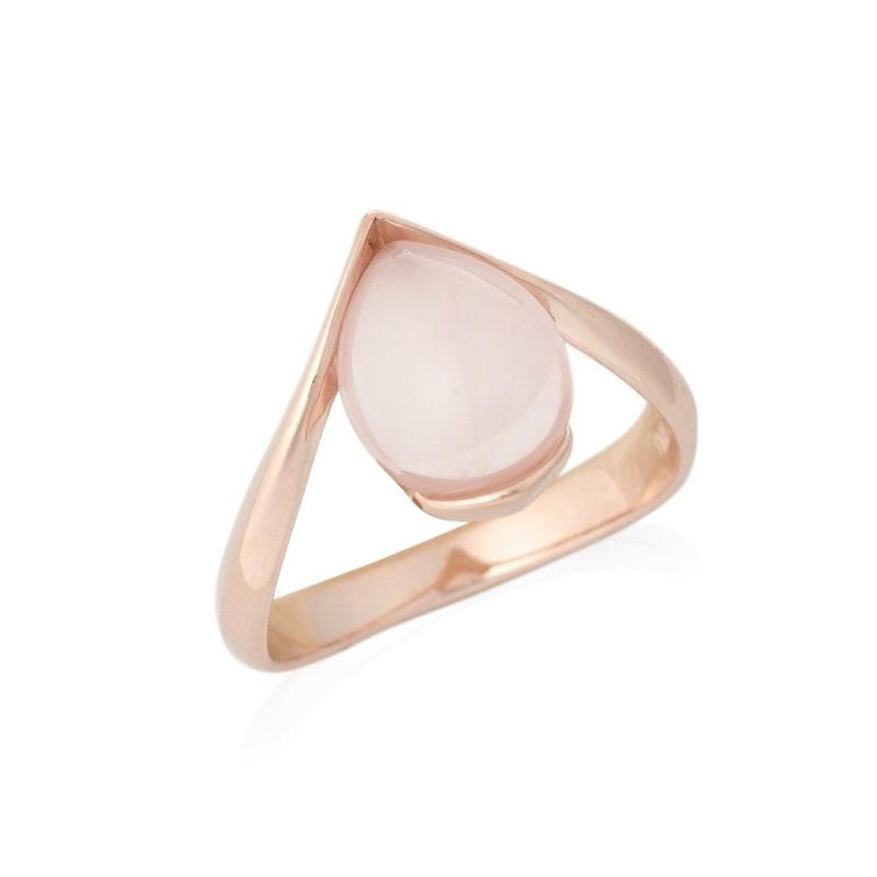 Anello in argento placcato oro con quarzo rosa, per custodire la tua dolcezza — foto 1