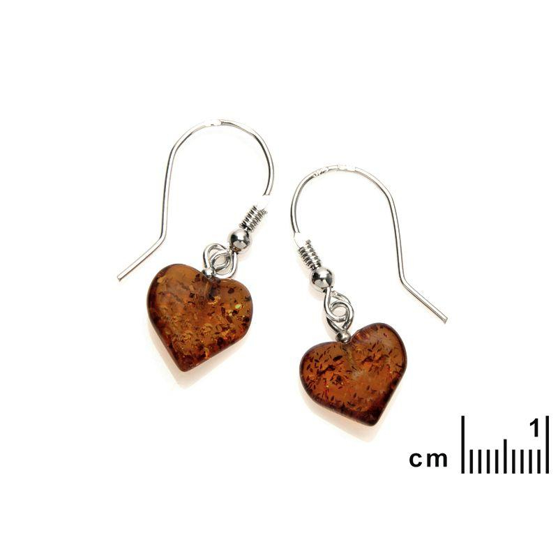 Orecchini a cuore in argento e ambra cognac, per illuminare ogni tuo sguardo — foto 2