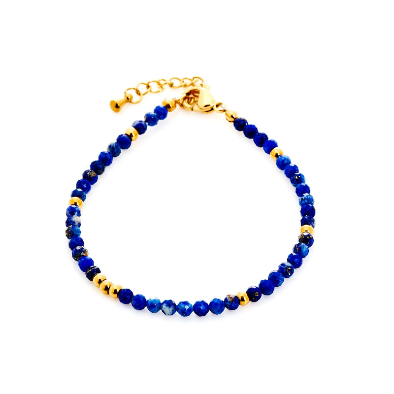 Bracciale in lapislazzuli blu con acciaio dorato, per celebrare la tua unicità — foto 1