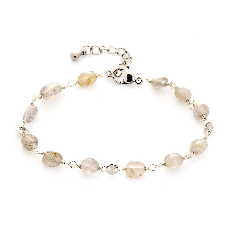 Bracciale in labradorite multicolore e acciaio, per custodire la tua luce — foto 1