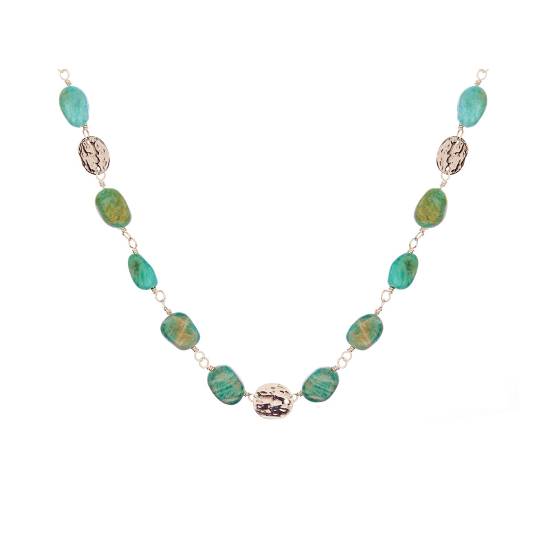 Collana amazzonite blu irregolare acciaio inossidabile, per evocare l'oceano — foto 1
