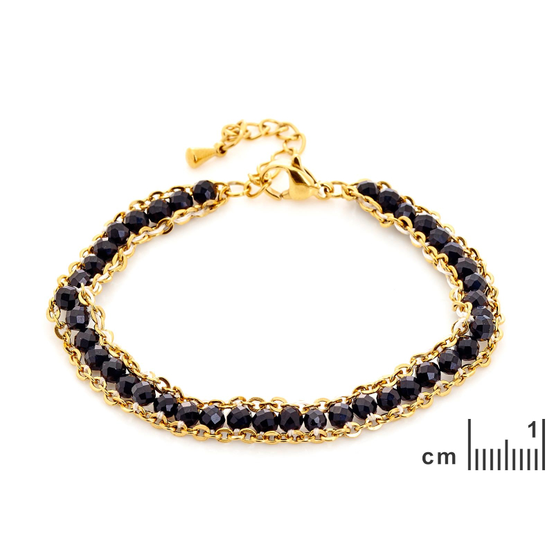 Bracciale in onice nera con acciaio dorato, per custodire la tua forza interiore — foto 2