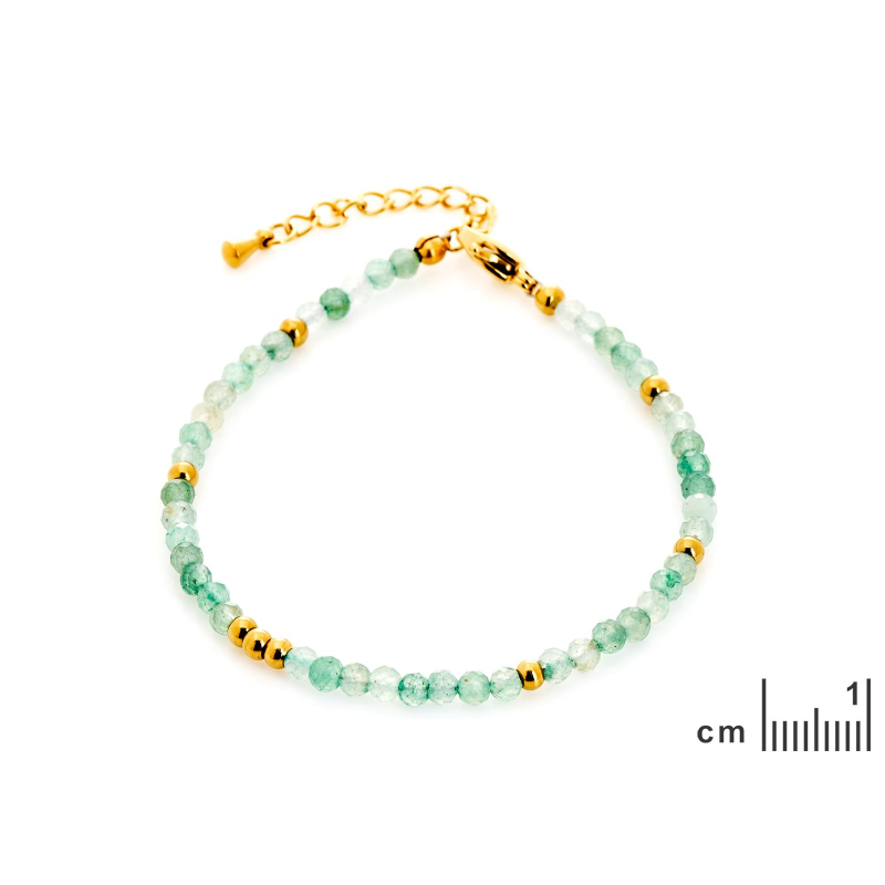 Bracciale in avventurina verde e acciaio dorato, per custodire la tua serenità — foto 2