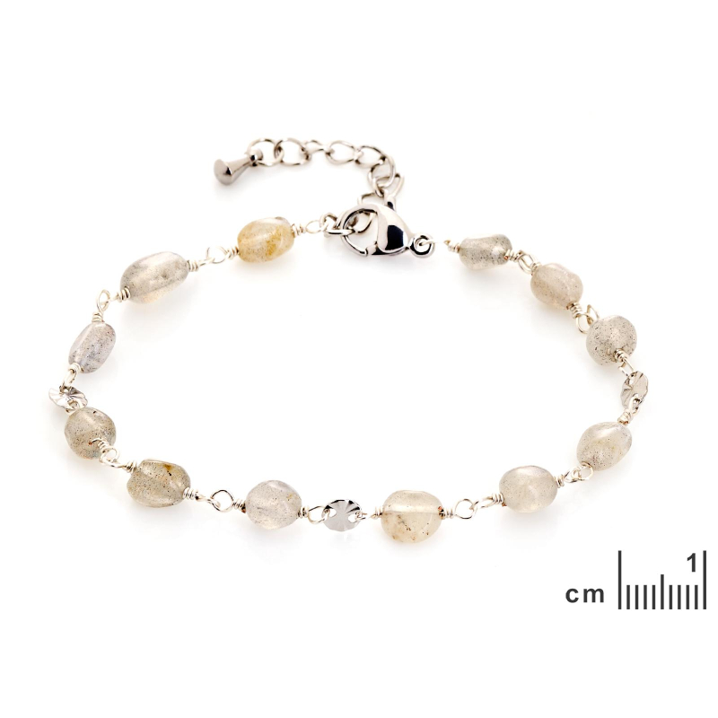 Bracciale in labradorite multicolore e acciaio, per custodire la tua luce — foto 2