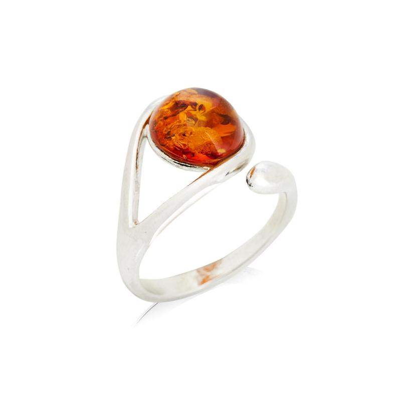 Anello ambra cognac tonda, per racchiudere i tuoi pensieri — foto 1