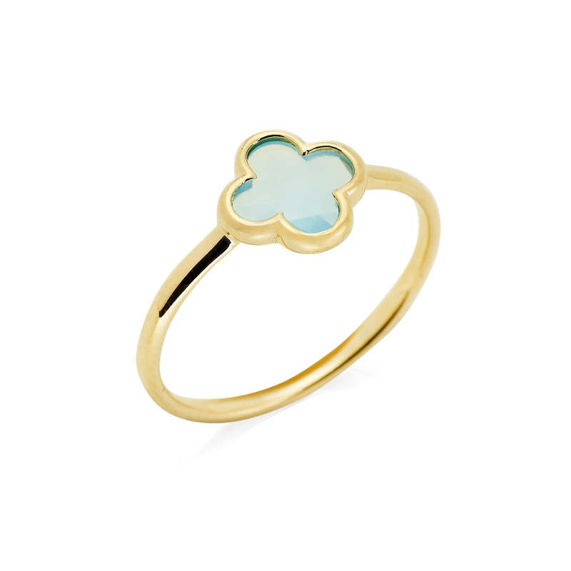 Anello calcedonia blu trifoglio, per evocare dolci ricordi — foto 1