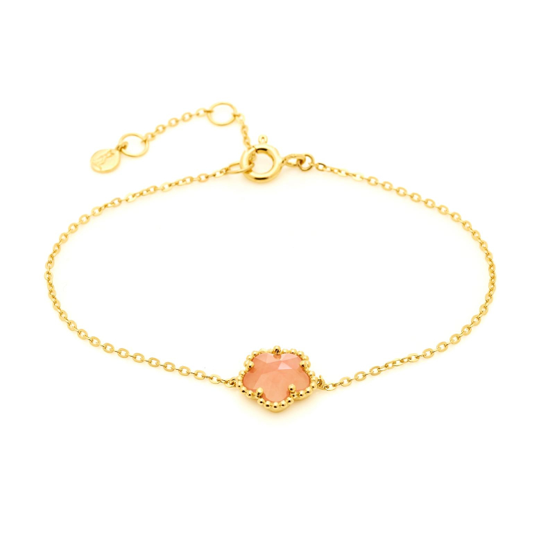 Bracciale fiore a 5 petali in quarzo rosa, per portare l'amore nel cuore — foto 1