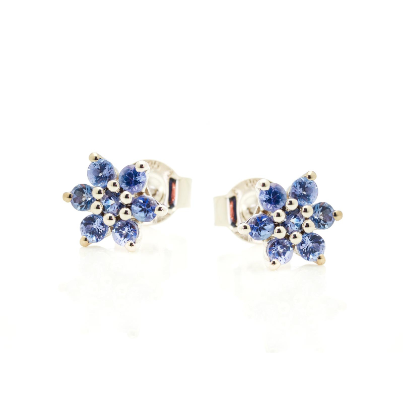 Orecchini lobo fiore tanzanite blu, per portare con te un'intenzione — foto 1