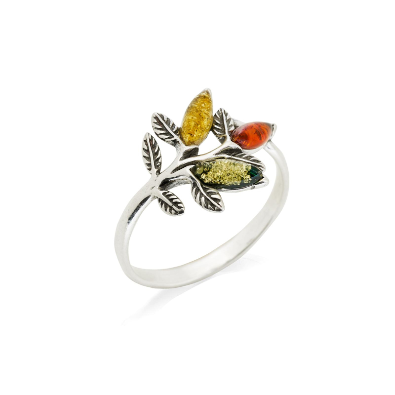 Anello foglie ambra multicolore, per parlare al tuo cuore — foto 1