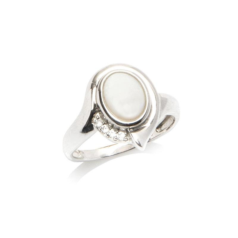Anello in argento 925 con opale ovale e zirconio, per custodire — foto 1