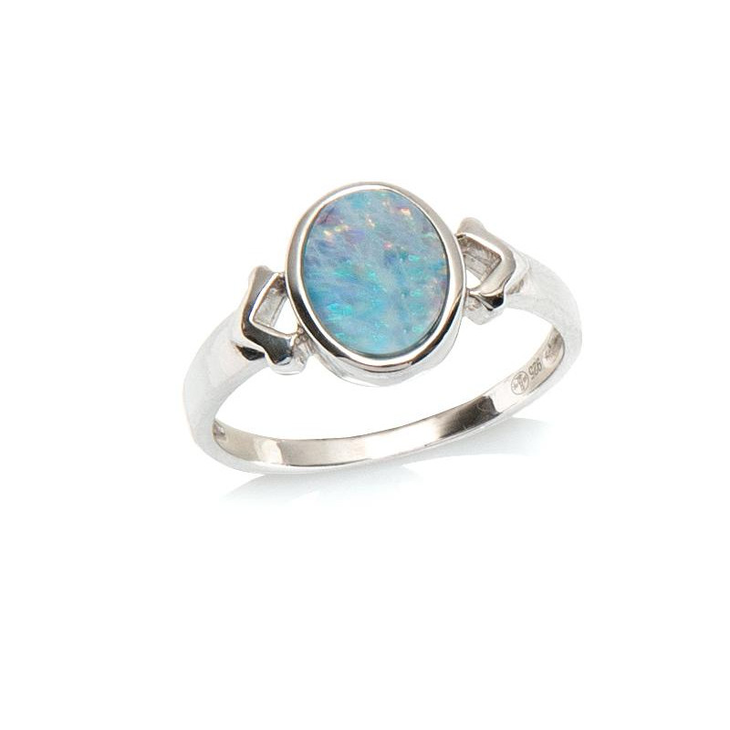 Anello opale blu ovale, per evocare l'oceano — foto 1