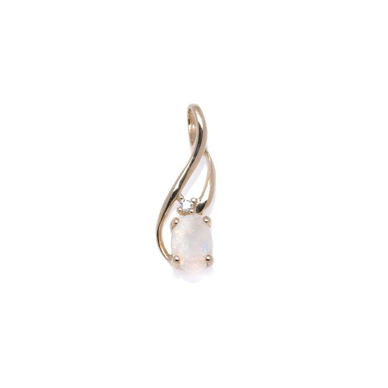 Pendente con opale australiano e diamanti, in oro 750/1000