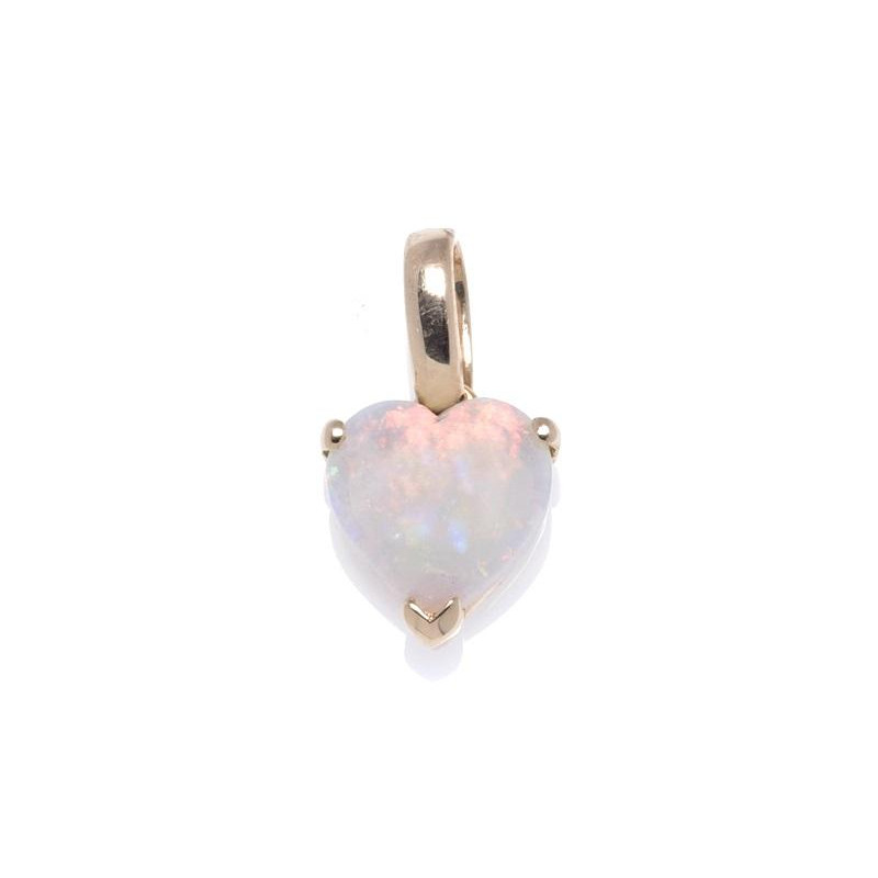 Ciondolo cuore con opale bianco naturale proveniente dall'Australia, in oro 750/1000