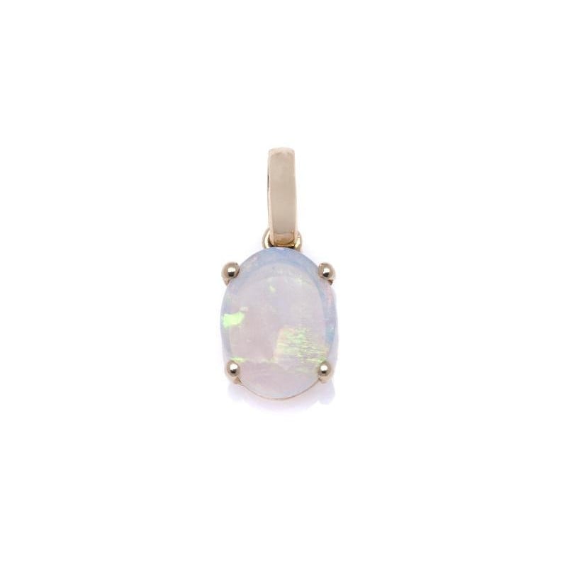Pendente con opale bianco australiano naturale ovale, in oro 750/1000