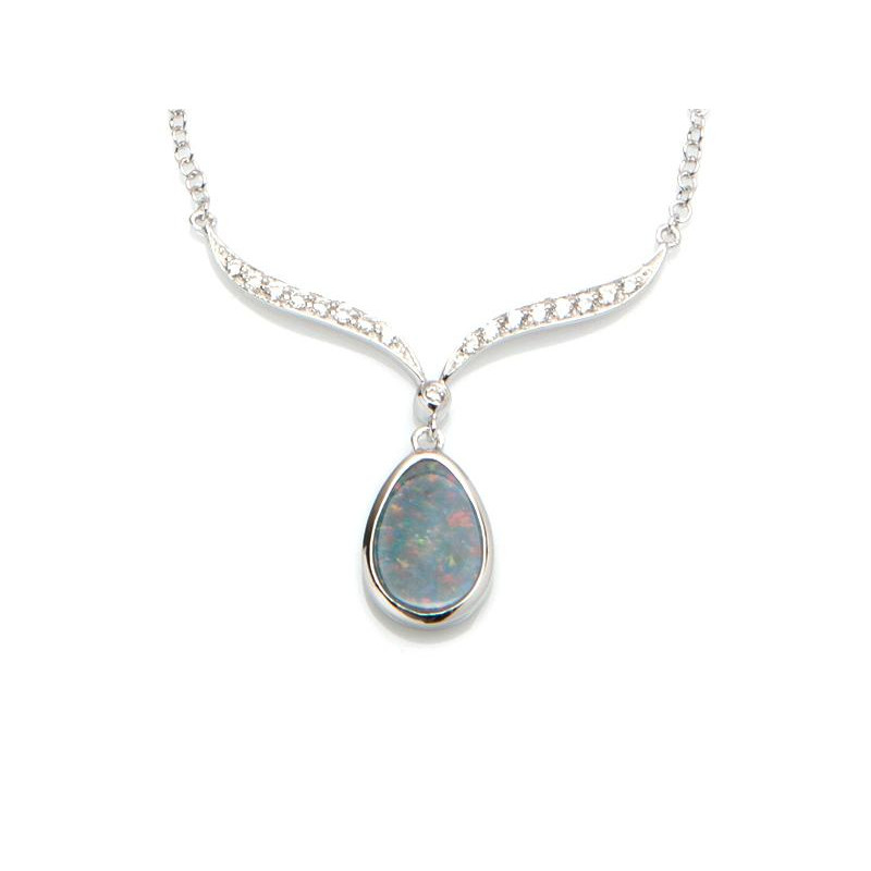Collana in argento rodiato con opale e zircone, per illuminare ogni tuo gesto — foto 1