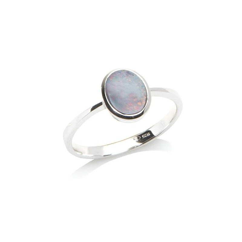 Anello opale blu ovale, per evocare l'oceano — foto 1