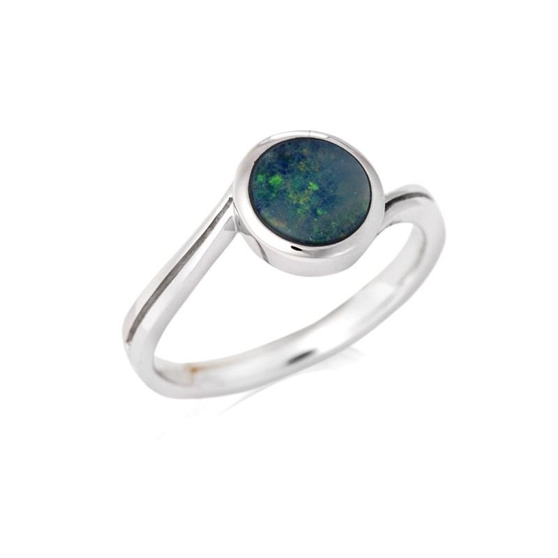 Anello in argento 925 rodiato con opale blu australiano, per custodire la tua serenità — foto 1