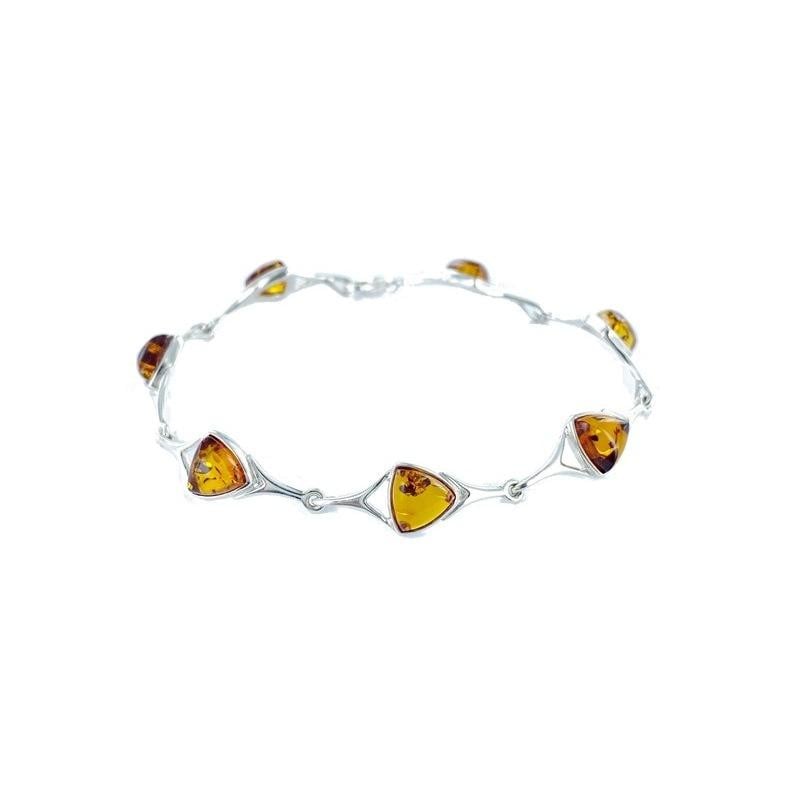 Bracciale in argento 925 con triangolo di ambra cognac, per custodire la tua luce — foto 1
