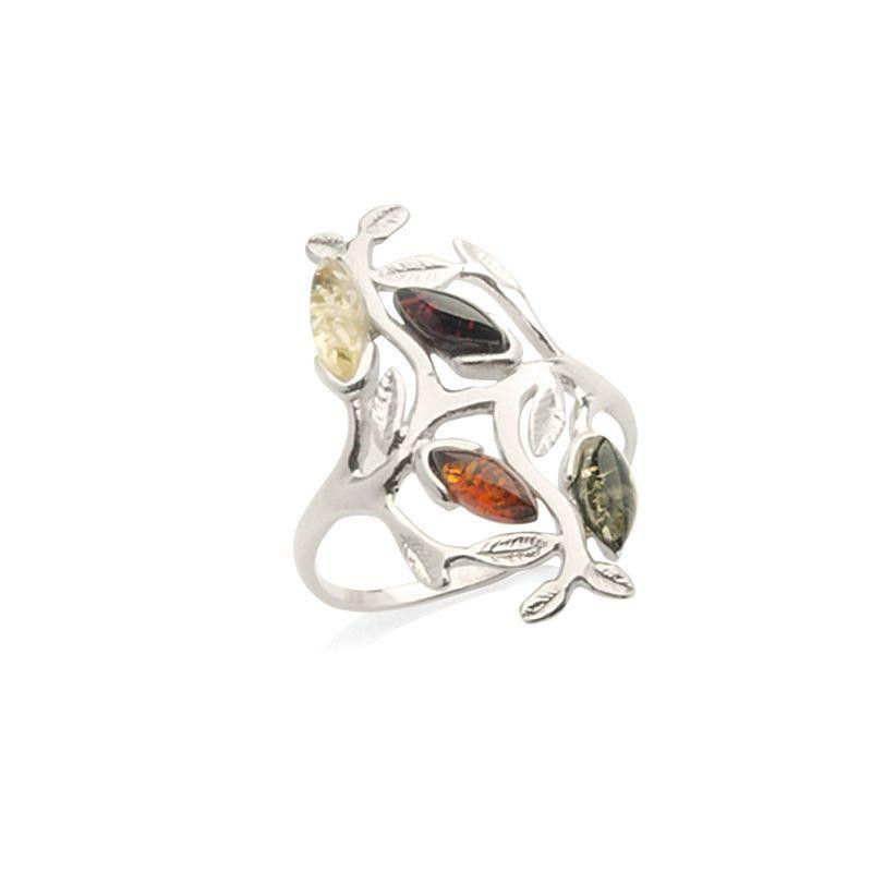 Anello albero della vita ambra multicolore, per evocare l'armonia naturale — foto 1