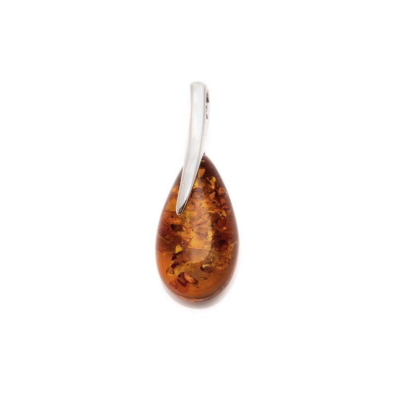 Ciondolo con goccia di ambra cognac, argento 925 rodiato - Per indossare la ricchezza della memoria — foto 1