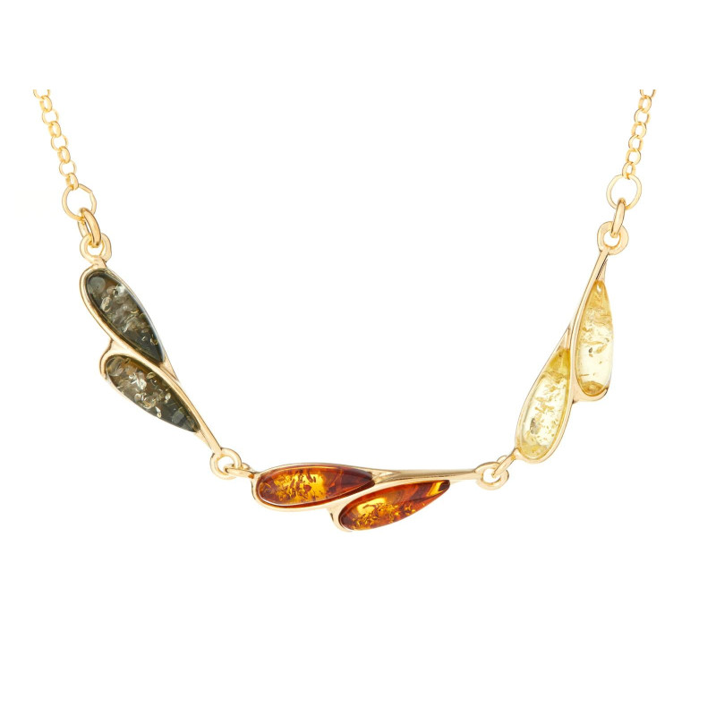 Collana in argento dorato 925 con ambra multicolore, 42 cm, per custodire la luce dei ricordi — foto 1