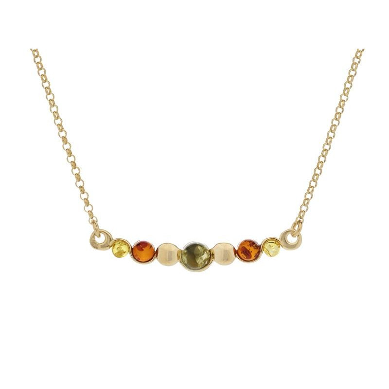 Collana in argento dorato 925 con ambra multicolore, 42 + 4 cm, per celebrare la tua unicità — foto 1