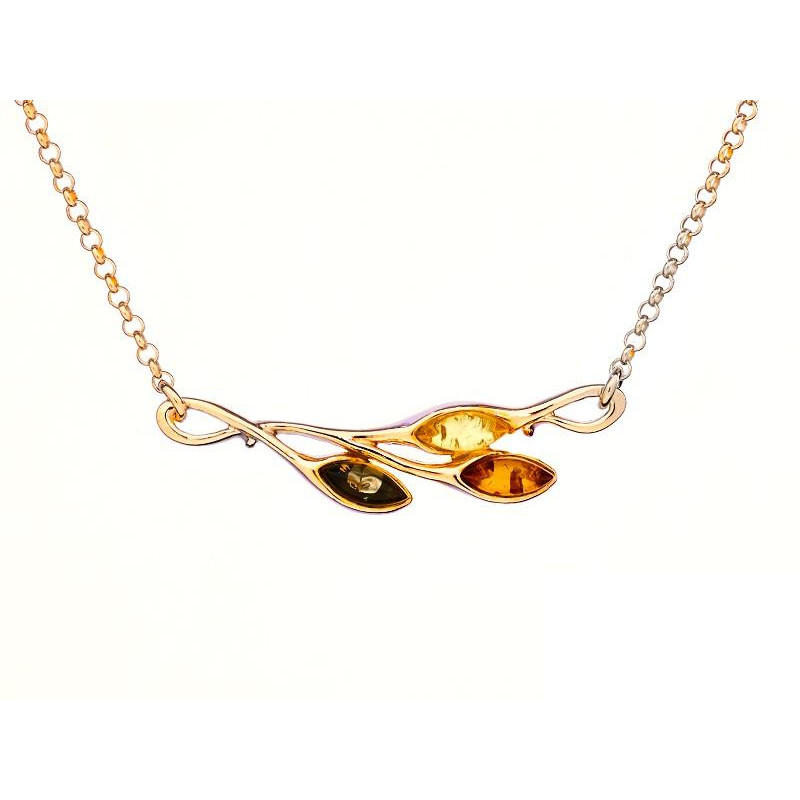 Collana di ambra multicolore in argento dorato 925, per custodire la tua luce interiore — foto 1