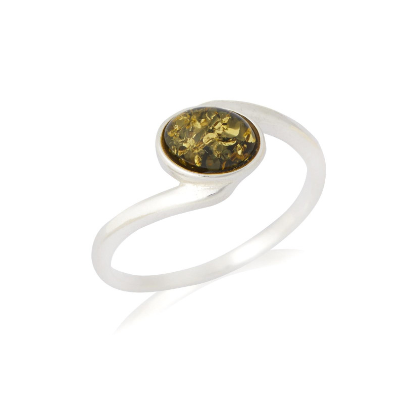 Anello in argento rodiato con ambra verde del Mar Baltico, per custodire la tua eleganza — foto 1