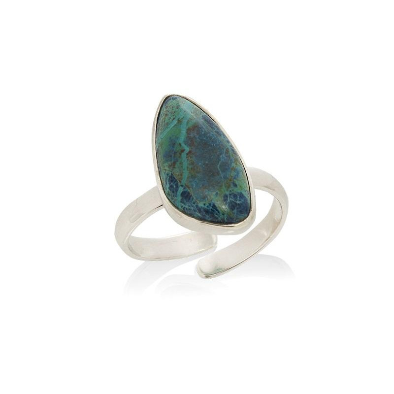 Anello in argento 925 rodiato con shattuckite blu naturale, per custodire la tua serenità — foto 1