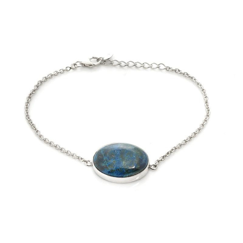 Bracciale in argento rodiato con pietra blu shattuckite, per ricordare la tua forza interiore — foto 1