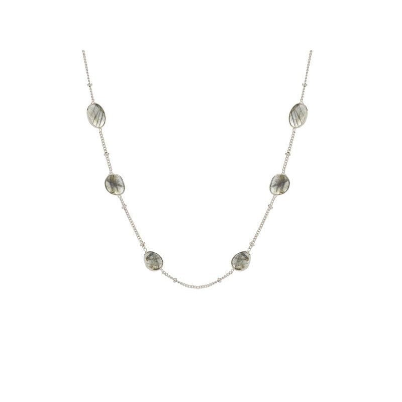Collana in argento 925 rodiato con labradorite multicolore — foto 1