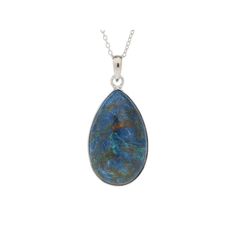 Pendente a goccia in argento 925 rodiato con shattuckite blu, per custodire la tua luce — foto 1