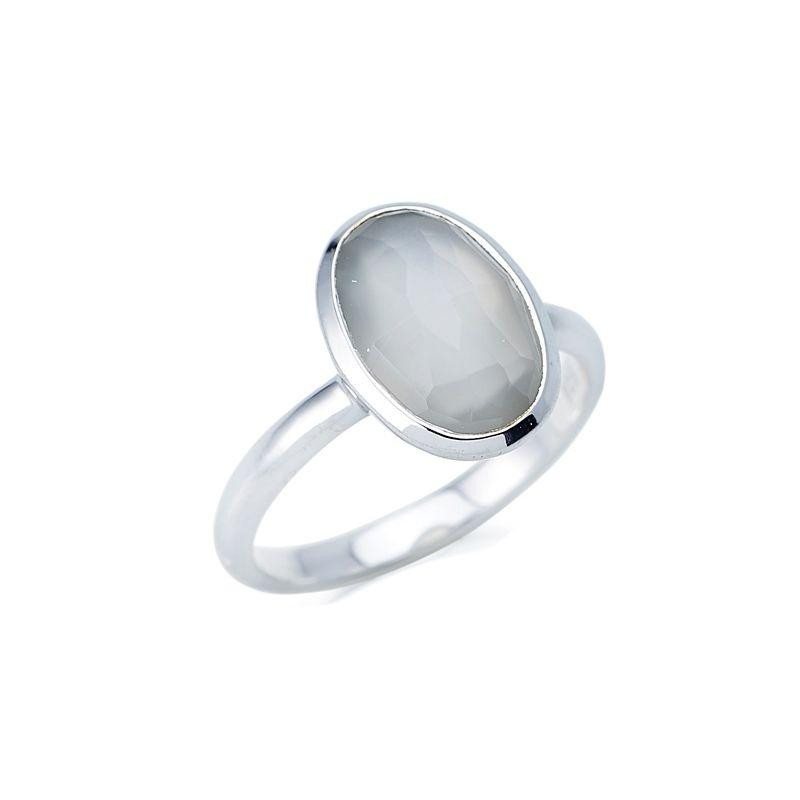 Anello in argento 925 rodiato con pietra di luna bianca, per custodire la luce interiore — foto 1