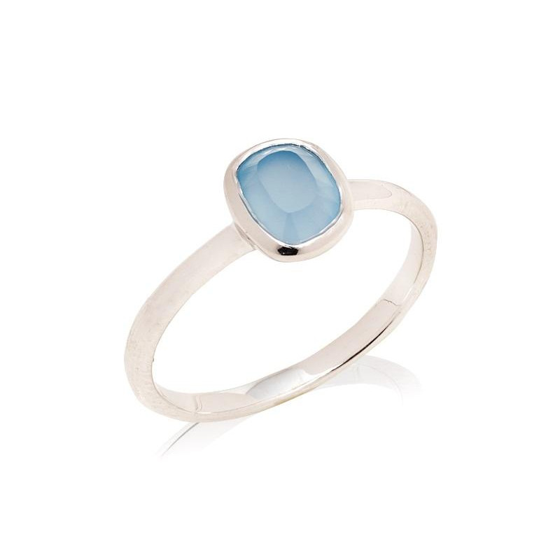 Anello in argento 925 rodiato con calcedonio blu naturale, per custodire la tua serenità — foto 1