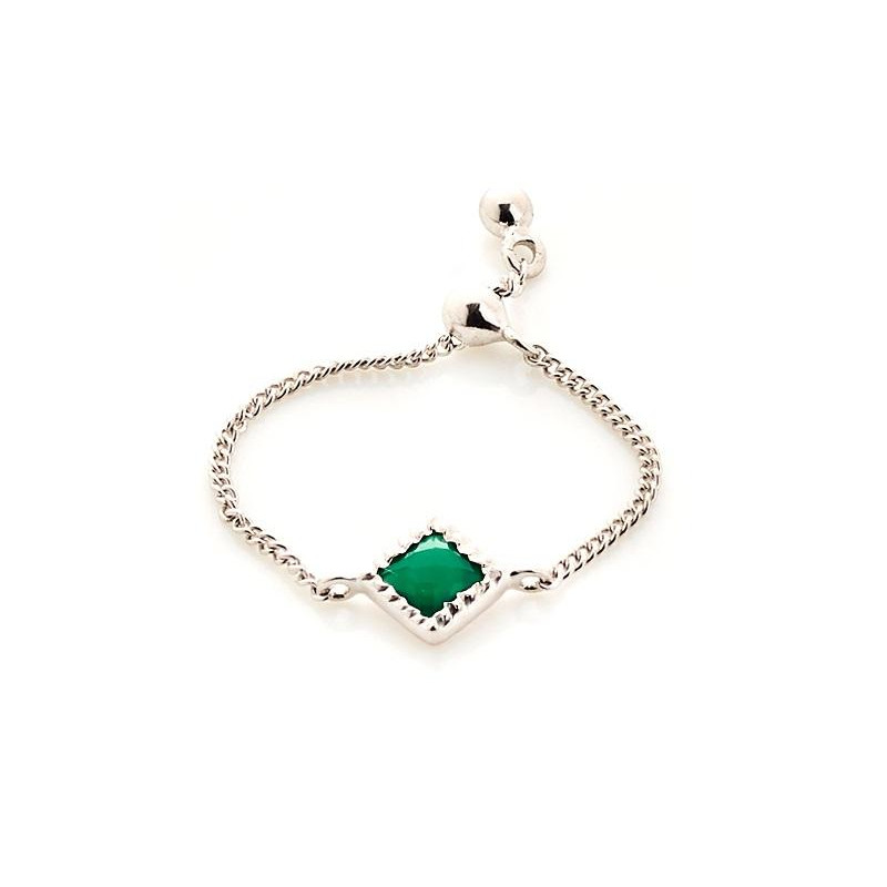 Anello quadrato regolabile con onice verde, per evocare natura pura — foto 1