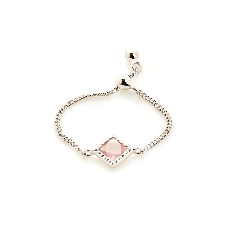 Anello quadrato regolabile con quarzo rosa, per onorare la tua essenza — foto 1