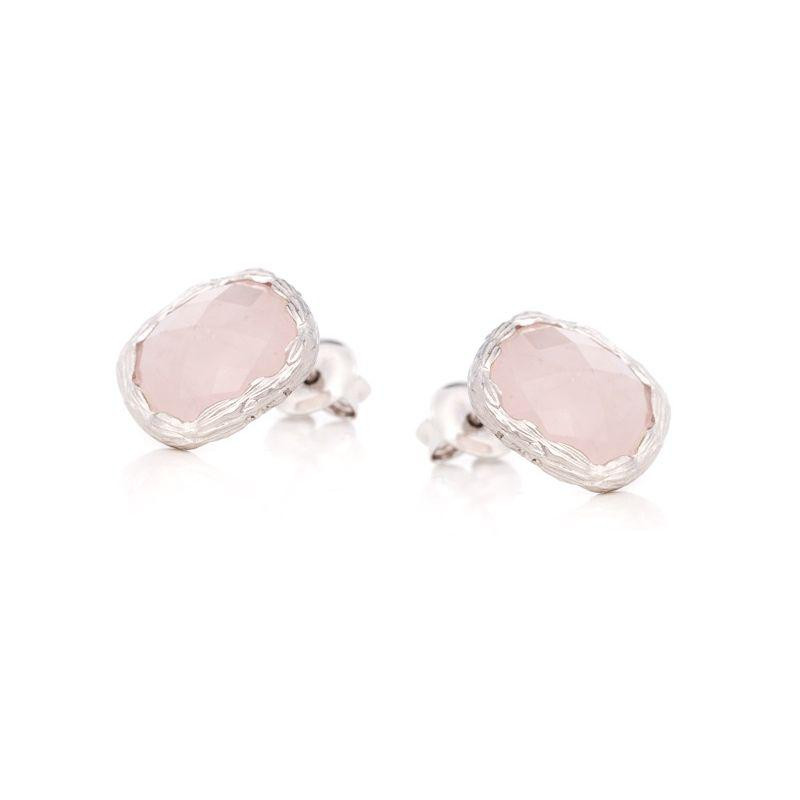 Orecchini a bottone con quarzo rosa, per portare dolcezza naturale — foto 1