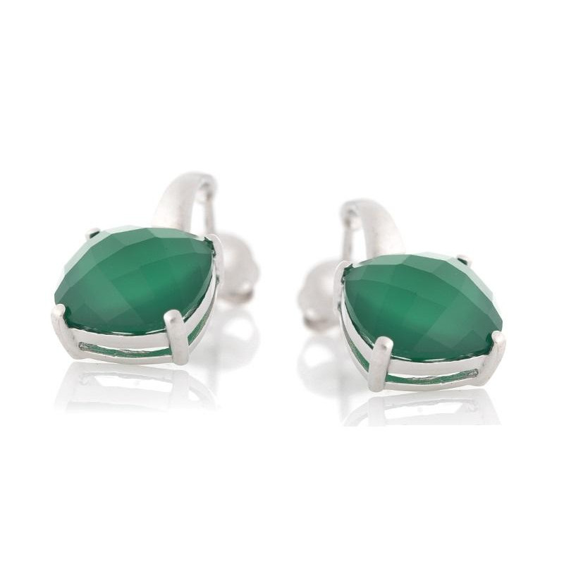Orecchini in argento rodiato con onice verde naturale, per celebrare la tua eleganza — foto 1