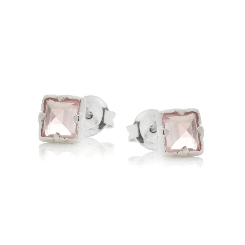 Orecchini in argento 925 rodiato con quarzo rosa naturale, per custodire l’amore di sé — foto 1